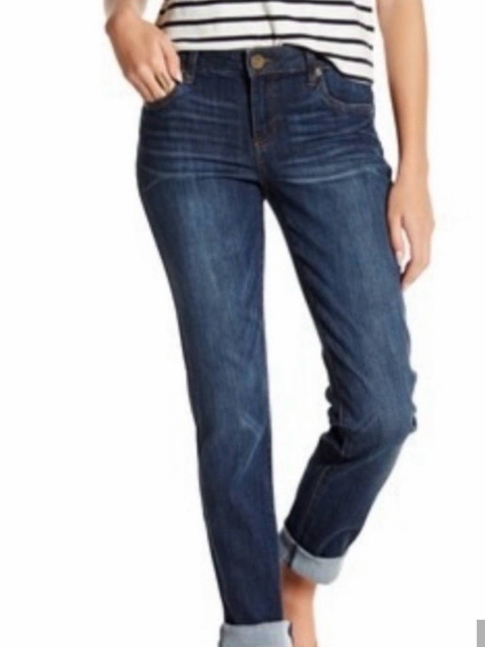 #972 Kut from the Kloth Katy Boyfriend Straight Leg Dark Blue Jeans. Great Con.